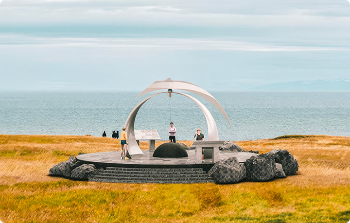 The Orkubaugur monument by the sea in Snæfellsnes